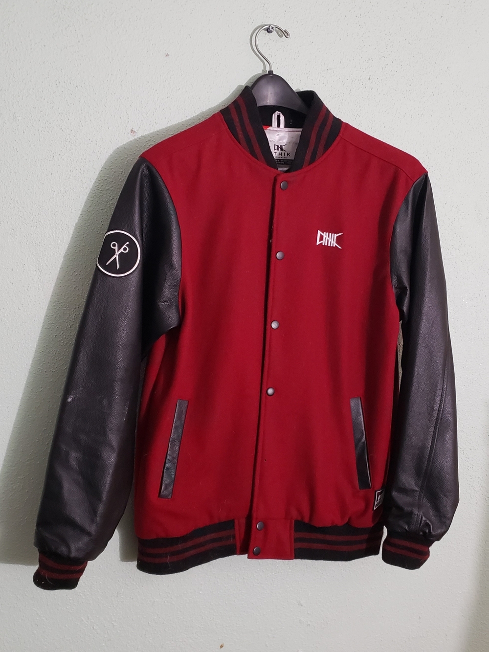 Men’s Red & Black Varsity Bomber Jacket